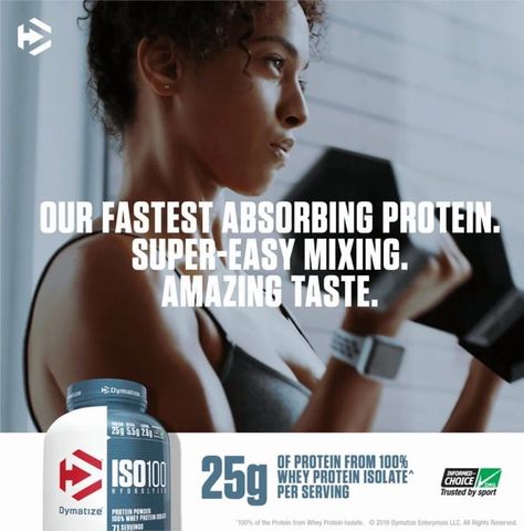 Dymatize ISO100 Hydrolyzed Whey Protein Isolate 20 Servings - Tăng cơ phục hồi sức khỏe, sản xuất tại Mỹ