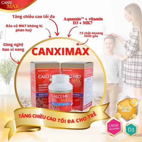 Viên Uống Bổ Sung Canxi Tảo Biển Đỏ Calci Mk7 Max - Hỗ Trợ Sức Khỏe Xương Khớp Vitamin D3, K2 - 60 Viên