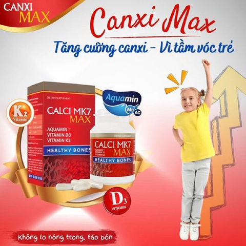Viên Uống Bổ Sung Canxi Tảo Biển Đỏ Calci Mk7 Max - Hỗ Trợ Sức Khỏe Xương Khớp Vitamin D3, K2 - 60 Viên