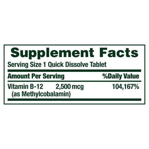 Nature’s Bounty Vitamin B12 2500mcg - Bổ sung Vitamin B12, giảm cảm giác mệt mỏi, hỗ trợ làn da tươi sáng và làm chậm quá trình lão hóa, sản xuất tại Mỹ