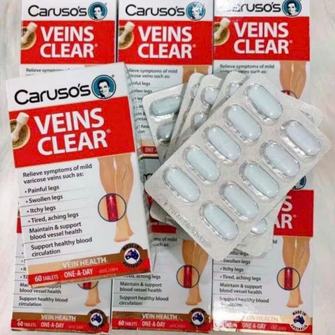 Viên uống Caruso's Vein Clear 60 viên & Kem bôi Caruso's Vein Care Cream 75g - Hỗ Trợ Suy Giãn Tĩnh Mạch - S/P Chuẩn Úc