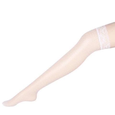 Tất Lưới Anime Lỗ Nhỏ Sexy Trắng Co Giãn Tốt Vớ Đùi Nữ Viền Ren Phối Nhiều Trang Phục Cosplay  - T901 Trắng