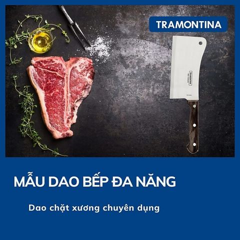 Dao Chặt Tramontina Lưỡi Rộng Chất Liệu Thép Không Gỉ Cán Gỗ Lưỡi 16cm