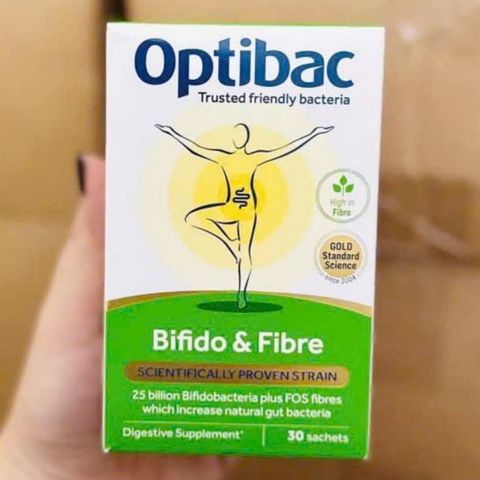 Men Vi Sinh Optibac Bifido & Fibre 30 gói/hộp [Optibac Xanh Lá] - Bổ Sung Chất Xơ - Hỗ Trợ Giảm Táo Bón - S/P Chuẩn UK