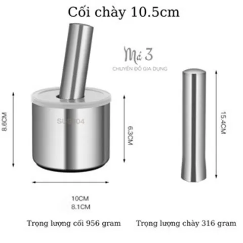 Bộ Cối Chày Inox Đường Kính 12,5cm - Tiện Lợi và Bền Bỉ