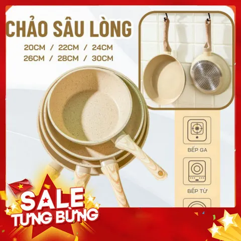 Chảo Chống Dính Đa Năng - Size 20cm, 24cm, 26cm, 28cm - Dùng Cho Mọi Loại Bếp