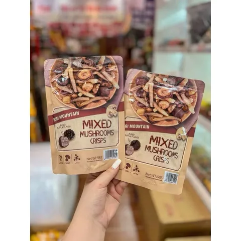 Nấm Sấy Giòn Mixed Mushrooms Crisps 58g – Snack Nấm Giòn Vị Truffle Đen Ăn Vặt