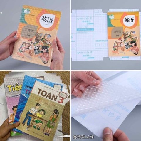 Bọc Sách Vở Decal Trong Suốt - Chống Nước, Chống Rách, Nhiều Kích Cỡ (10 chiếc)