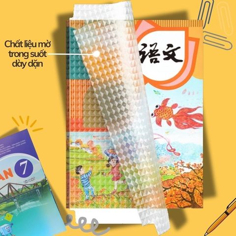 Bọc Sách Vở Decal Trong Suốt - Chống Nước, Chống Rách, Nhiều Kích Cỡ (10 chiếc)