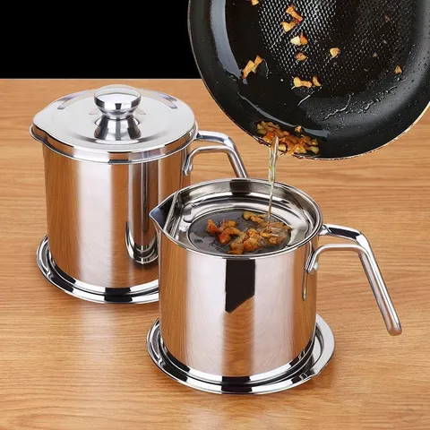 Ca Lọc Dầu Ăn Có Lưới Lọc Inox 304 - Dung Tích 1,2 Lít, Tiện Lợi Cho Mọi Nhà Bếp