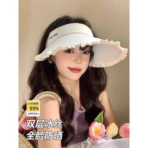 Mũ Chống Nắng Nửa Đầu Cao Cấp - Nón Visor Nữ Rộng Vành Chống Tia UV Họa Tiết Viền Bèo Đi Biển, Chơi Golf Thời Trang