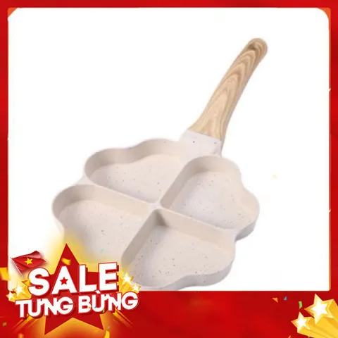 Chảo chống dính 4 ngăn khoanh trái tim màu trắng dùng được bếp từ