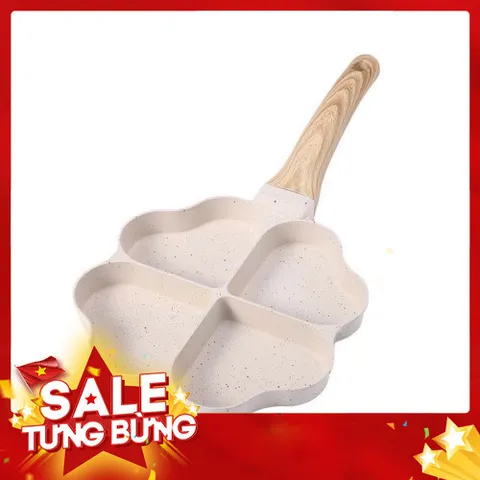 Chảo chống dính 4 ngăn khoanh trái tim màu trắng dùng được bếp từ