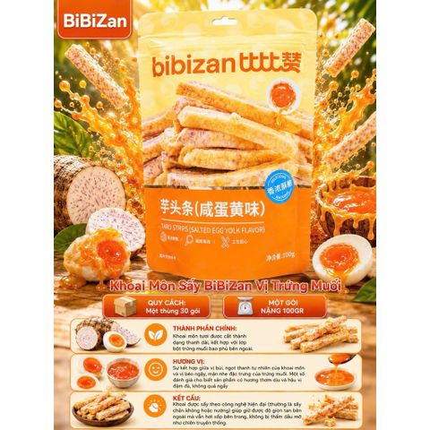 Combo 3 Gói Khoai Môn Sấy BiBiZan Đủ 3 Vị 100g - Snack Bánh Bim Bim Khoai Môn Chiên Sấy Giòn Tan Đồ Ăn Vặt Nội Địa Trung