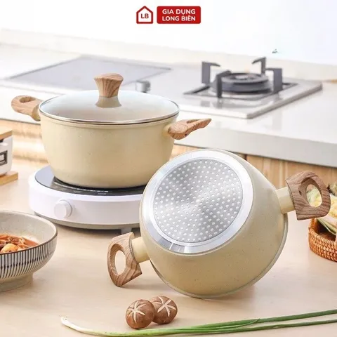 Nồi Chống Dính Vân Đá Đủ Size 20, 22, 24cm - Tay Cầm Chống Nóng, Tiện Lợi