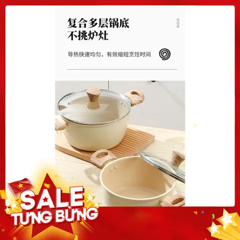 Nồi Chống Dính Vân Đá Đủ Size 20, 22, 24cm - Tay Cầm Chống Nóng, Tiện Lợi