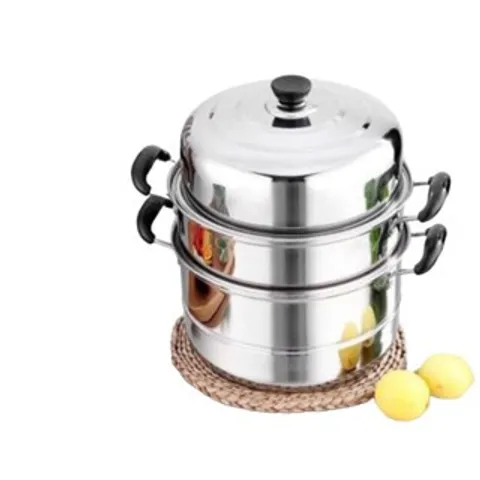 Bộ Nồi Hấp 3 Tầng Inox 28cm Kèm 2 Vỉ Hấp - Dùng Được Bếp Từ, Bếp Điện