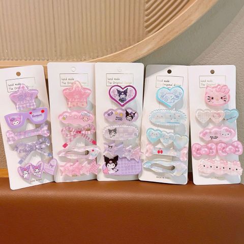Set 5 Kẹp Tóc Cho Bé Gái Hello Kitty Kuromi Dễ Thương, Combo Kẹp Tóc Mái Nhựa Thạch Trong Suốt Cao Cấp - SP2757