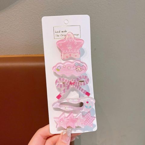 Set 5 Kẹp Tóc Cho Bé Gái Hello Kitty Kuromi Dễ Thương, Combo Kẹp Tóc Mái Nhựa Thạch Trong Suốt Cao Cấp - SP2757