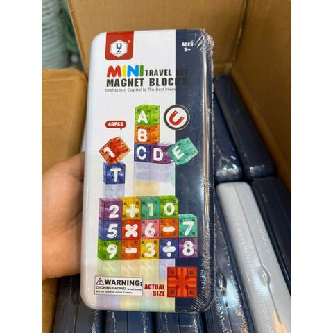 Bộ Đồ Chơi Gạch Nam Châm Xếp Hình Mini Thông Minh Cho Bé, Đồ Chơi Phát Triển Trí Tuệ Học Chữ Số Cho Bé Trai Bé Gái