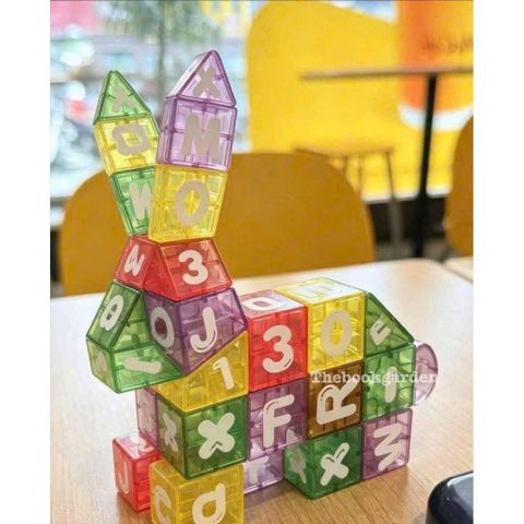 Bộ Đồ Chơi Gạch Nam Châm Xếp Hình Mini Thông Minh Cho Bé, Đồ Chơi Phát Triển Trí Tuệ Học Chữ Số Cho Bé Trai Bé Gái