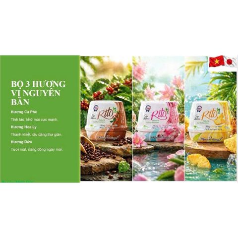 Xả Kho Giá Gốc] Combo 3 Hộp Sáp Thơm Phòng Rito 180g Khử Mùi Kháng Khuẩn Ô Tô Phòng Ngủ Nhà Vệ Sinh