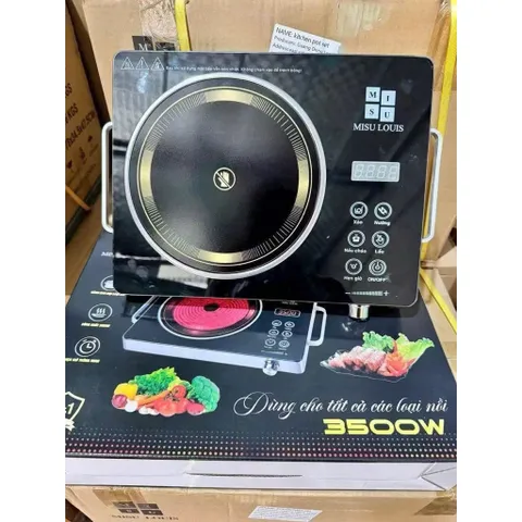 Bếp Hồng Ngoại MISU LOUIS 3500W Cao Cấp - Không Kén Nồi, Mặt Kính Cường Lực, Có Quai Cầm, Hẹn Giờ Thông Minh