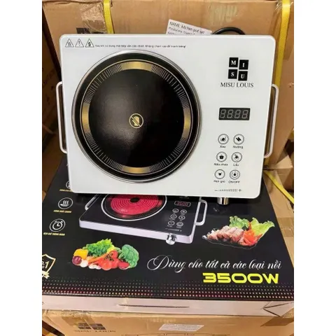 Bếp Hồng Ngoại MISU LOUIS 3500W Cao Cấp - Không Kén Nồi, Mặt Kính Cường Lực, Có Quai Cầm, Hẹn Giờ Thông Minh