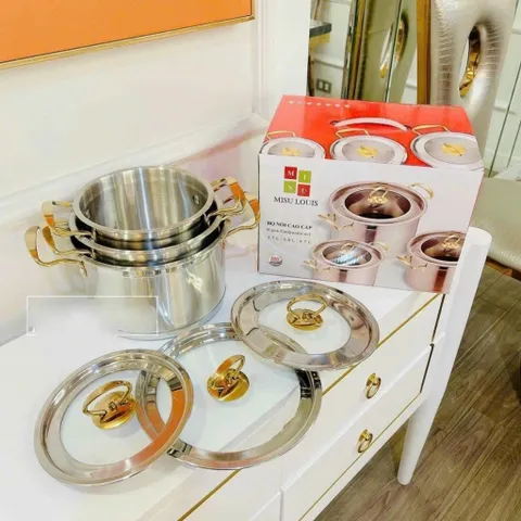 Bộ 3 Nồi Misu Inox 304 Cao Cấp - Bộ Nồi Inox Sử Dụng Cho Mọi Loại Bếp