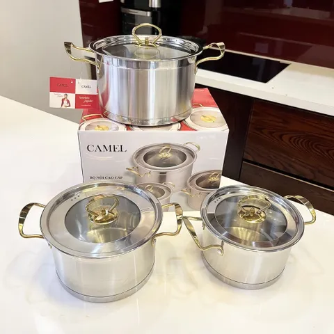Bộ 3 Nồi Misu Inox 304 Cao Cấp - Bộ Nồi Inox Sử Dụng Cho Mọi Loại Bếp