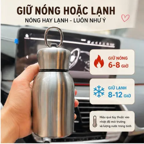 Bình Giữ Nhiệt Mini 300ml Inox 304 Cao Cấp Có Quai Xách Tiện Lợi Bình Nước Giữ Nhiệt Giữ Nóng Lạnh Cực Tốt Cho Văn Phòng