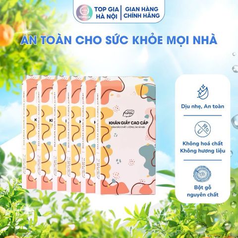 Giấy Rút Đáy Topgia Đa Sắc Thùng 4 Bịch – Giấy Ăn Mềm Mại, Không Bụi, Thấm Hút Nhanh