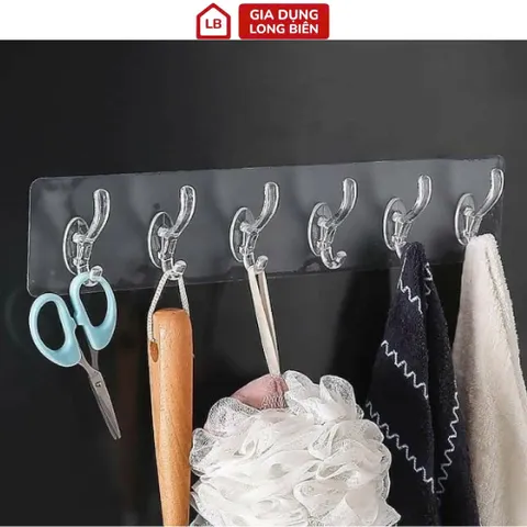 Thanh 6 Móc Dán Tường Siêu Dính Trong Suốt - Tiện Lợi và Sang Trọng