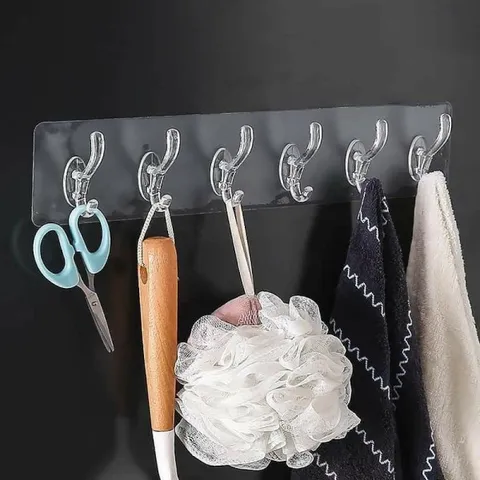 Thanh 6 Móc Dán Tường Siêu Dính Trong Suốt - Tiện Lợi và Sang Trọng