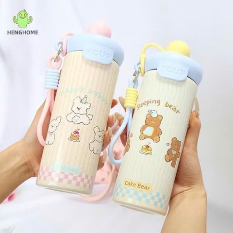 Bình Giữ Nhiệt XCUP Black Cat 600ml Inox SUS 316 Họa Tiết Mèo Đen Dễ Thương, Giữ Nóng Lạnh Lâu, Có Dây Đeo