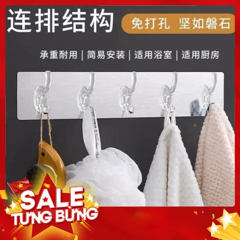 Thanh 6 Móc Dán Tường Siêu Dính Trong Suốt - Tiện Lợi và Sang Trọng