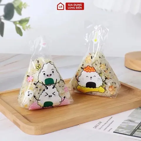 Combo 100 Túi đựng cơm nắm túi đựng cơm tam giác túi bóng đựng cơm onigiri túi bóng kính đựng cơm nắm dễ thương tiện lợi