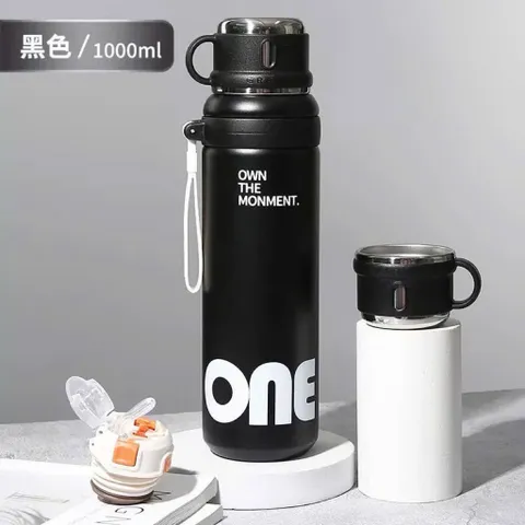 Bình Giữ Nhiệt Inox 316 Cao Cấp 1000ml Có Nắp Làm Ly Uống Tiện Lợi - Bình Nước Thể Thao Giữ Nhiệt Tới 24H [Kèm Dây Treo]
