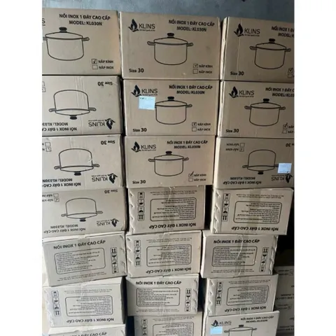 Nồi Luộc Gà Inox 1 Đáy Klins Cao Cấp Size 30cm Nồi Inox 304 Nắp Kính Cường Lực, Dùng Được Mọi Loại Bếp