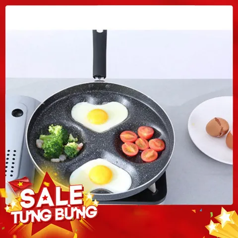 Chảo Chiên Ốp Trứng 4 Ngăn Chống Dính - Dùng Được Bếp Từ
