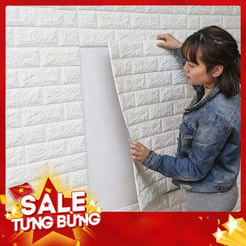 Miếng Xốp Dán Tường 3D Loại Dày 77x70cm - Màu Trắng Cách Âm & Chống Ẩm Mốc Hiệu Quả