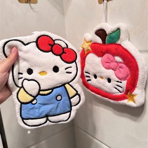 Combo 2 Khăn Lau Tay Nhà Bếp Hình Hello Kitty Dễ Thương – Khăn Lau Đa Năng Thấm Hút Cực Tốt, Mềm Mịn Có Móc Treo