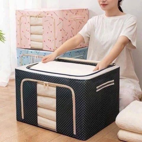 Túi Vải Đựng Quần Áo Khung Sắt Đa Năng - Thùng Đựng Chăn Màn Đồ Chơi Gấp Gọn Có Khung Thép Chắc Chắn