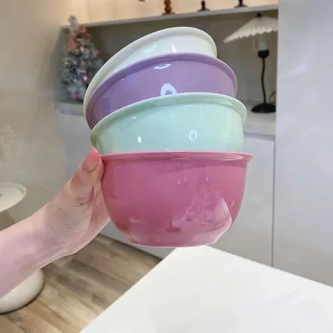 Bộ Bát Ăn Cơm Gốm Sứ Pastel Kèm Thìa Cao Cấp - Chén Sứ Decor Phong Cách Hàn Quốc Macaron Xinh Xắn