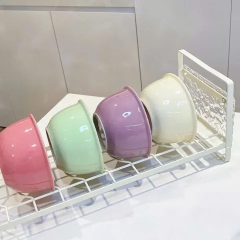 Bộ Bát Ăn Cơm Gốm Sứ Pastel Kèm Thìa Cao Cấp - Chén Sứ Decor Phong Cách Hàn Quốc Macaron Xinh Xắn