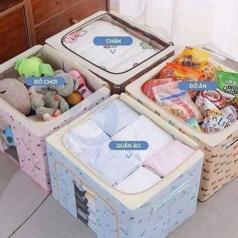 Túi Vải Đựng Quần Áo Khung Sắt Đa Năng - Thùng Đựng Chăn Màn Đồ Chơi Gấp Gọn Có Khung Thép Chắc Chắn
