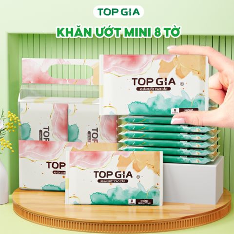 Combo 10 Gói Khăn Ướt Mini TopGia Cao Cấp - Khăn Giấy Ướt Bỏ Túi Tiện Lợi, Không Mùi, An Toàn Cho Bé