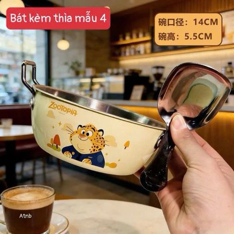 Bát Inox Cho Bé Ăn Dặm Zootopia Kèm Thìa – Bát Ăn Chống Nóng Cách Nhiệt Cao Cấp, Họa Tiết Hoạt Hình Đáng Yêu