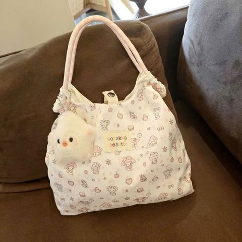 Túi Tote Vải Canvas Sozakka Beauté Họa Tiết Hoạt Hình Dễ Thương Kèm Móc Khóa Ngôi Sao Bông - Túi Xách Đeo Vai Nữ