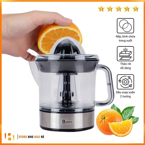 Máy Vắt Cam Điện Amey 700ml – Máy Ép Cam Tự Động, Vắt Nhanh Ít Bã, Dễ Vệ Sinh, Dụng Cụ Ép Trái Cây Gia Đình